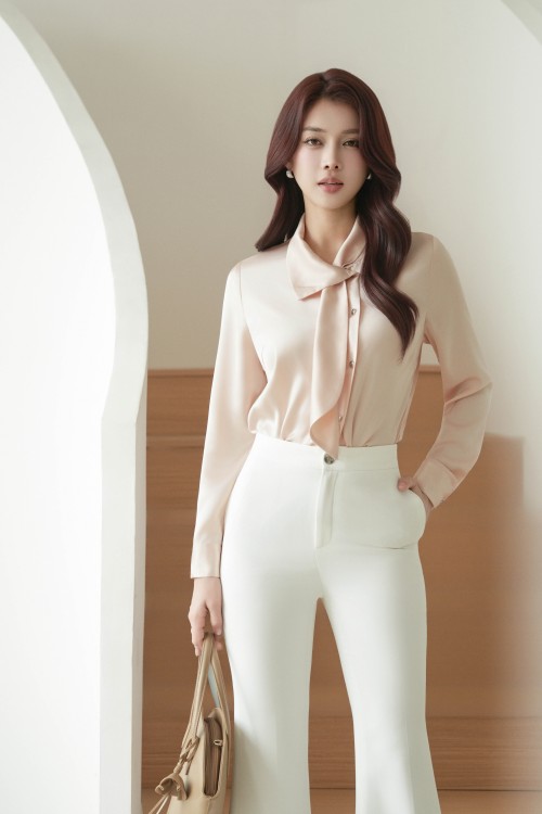 Sixdo White Woven Flared Pants